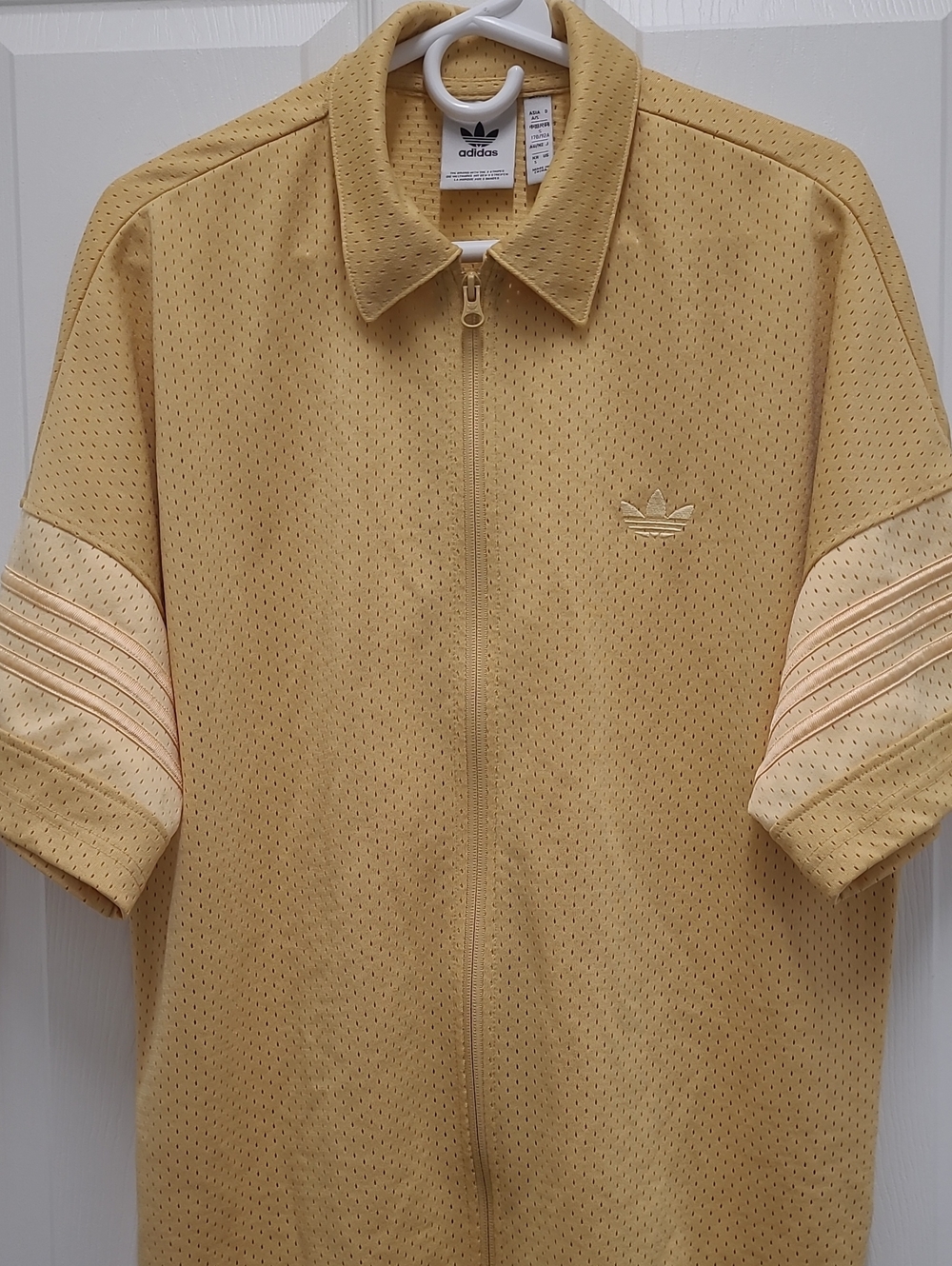 adidas Pale Yellow Perforated Zip-Up Shirt Jacket